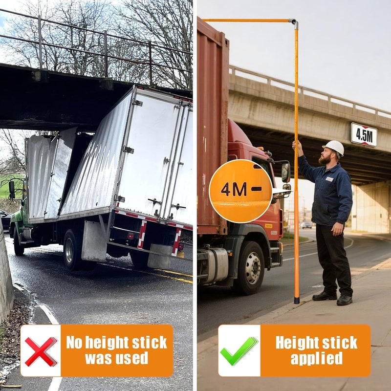 comincia Measuring Stick,15FT Height Stick for Trucks with Telescoping Pole,Sturdy Non-Conductive Fiberglass Load Height Stick for Oversized Cargo,Accurate 90°Arm Lock,with Carrying Bag - Image 2